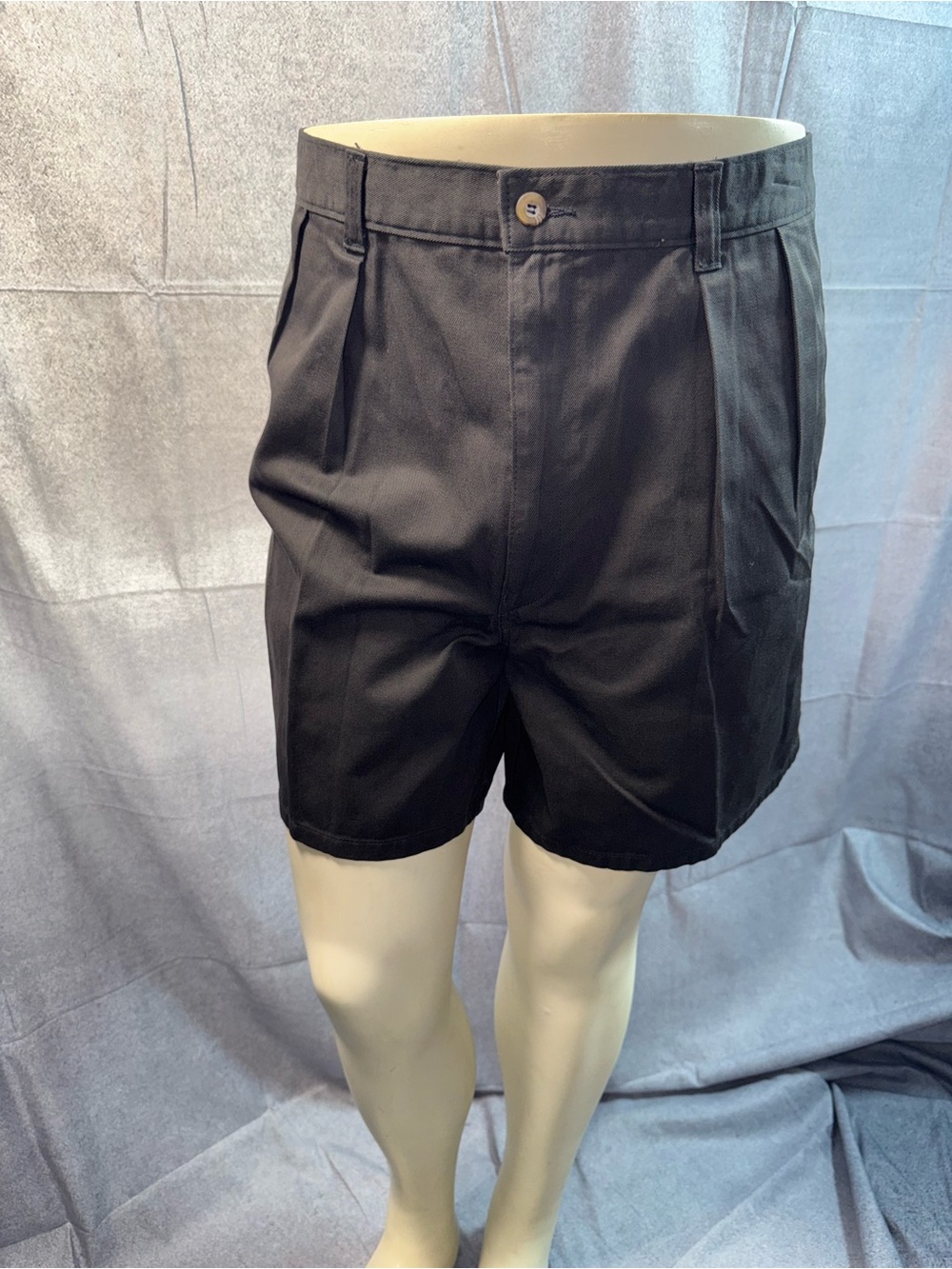 1879-Vintage Claybrooke Sport Classic Black Flat-Front Men's Shorts